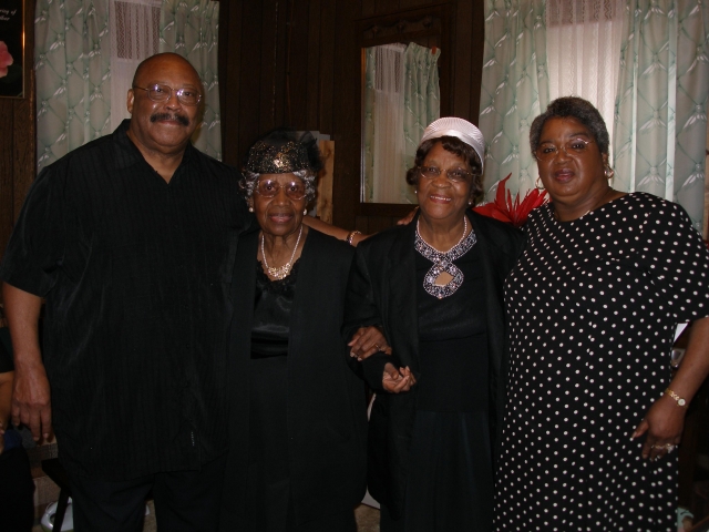 Robert L. Bryant, Jr., Aunt T, Lil Sis, Lula Bryant at Louise Singletons home prior to the funeral.