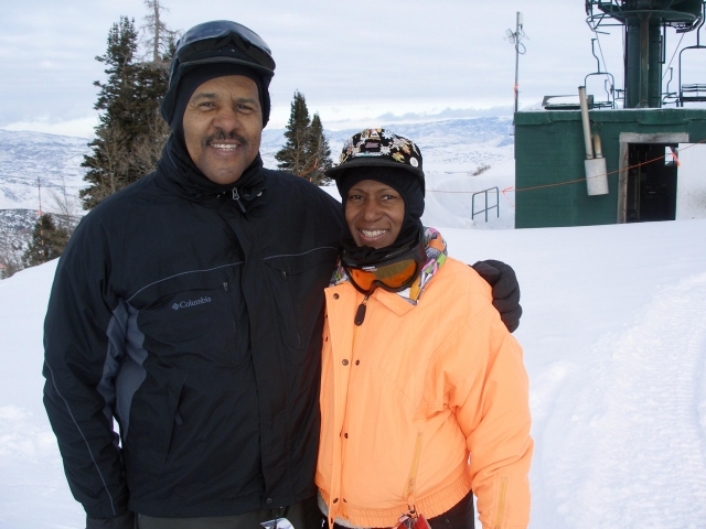 Skiing in Utah January 2008 - Keith & Carmelita Huck Wallace Wilder - great-grandchildren of George & Mary Eva Bryant