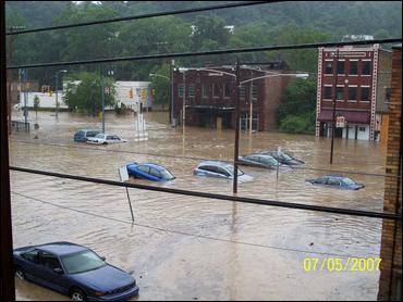 Parts of Aliquippa, Beaver County, were left flooded after storms dumped heavy rain on the area